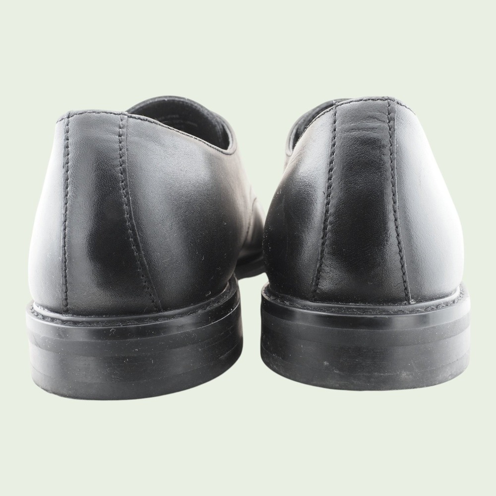 Express Mens Size 10 Black Plain Toe Derby Shoes Classic Leather Formal Dress - Picture 7 of 14
